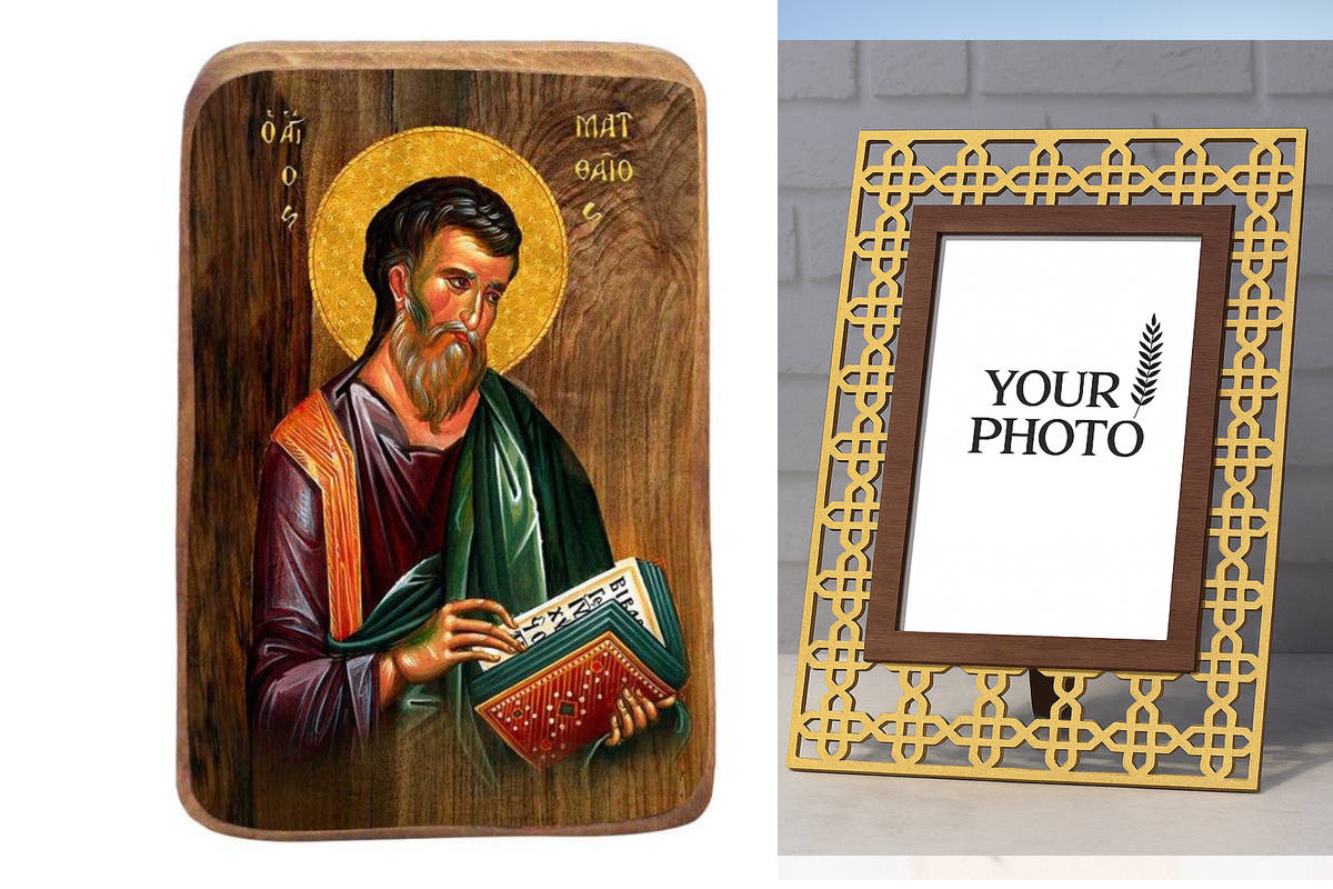 Εικόνα Ορθοδοξίας Πολυτελείας  με  σχεδιο Σταυρούς μαζι με  Βάση σε  8 χρώματα με περίγραμμα χρυσό σε ξύλο Plywood (Πλακάζ)   με  βάση Μπομπονιέρα Βάπτισης Αγίου Ματθαίου Σετ 20 τεμαχίων, Εικόνα Βάπτισης, Χειροποίητη Βυζαντινή εικόνα Bomboniera 9x6cm, Χρι