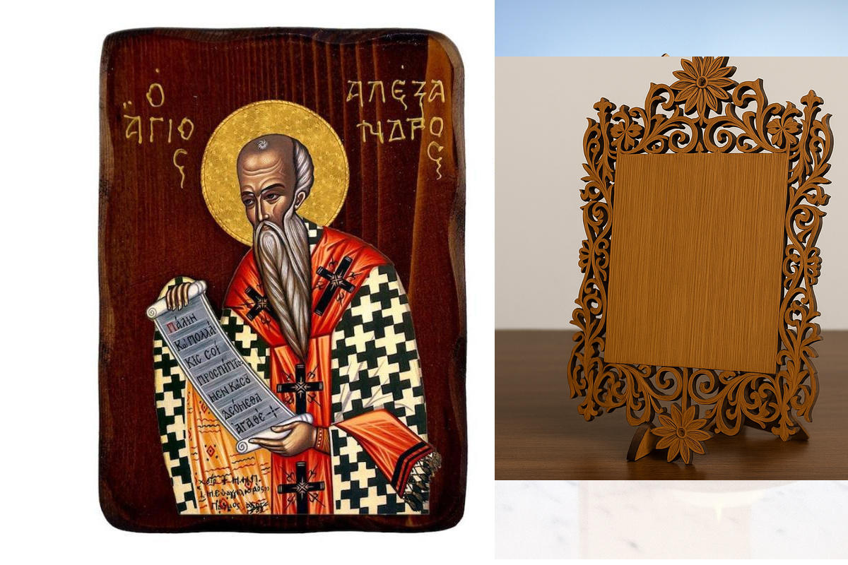 Εικόνα Ορθοδοξίας Δαντέλα μαζι με  Βάση σε  8 χρώματα με περίγραμμα χρυσό σε ξύλο Plywood (Πλακάζ)   με  βάση Εικόνα Αγίου Αλεξάνδρου, Χειροποίητη ελληνορθόδοξη εικόνα του Αγίου Αλεξάνδρου, επιτοίχια πλάκα βυζαντινής τέχνης, θρησκευτικό δώρο, χριστιανική