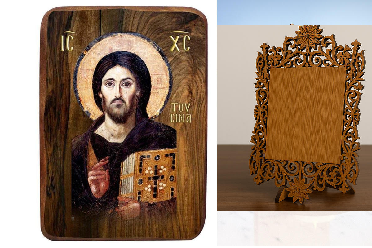 Εικόνα Ορθοδοξίας Δαντέλα μαζι με  Βάση σε  8 χρώματα με περίγραμμα χρυσό σε ξύλο Plywood (Πλακάζ)   με  βάση Μπομπονιέρα Βάπτισης Χριστός Σινά Σετ 20 τεμαχίων, Εικόνα Βάπτισης, Χειροποίητη Βυζαντινή εικόνα Bomboniera 9x6cm, Χριστιανικό Δώρο Διάσταση 50x4