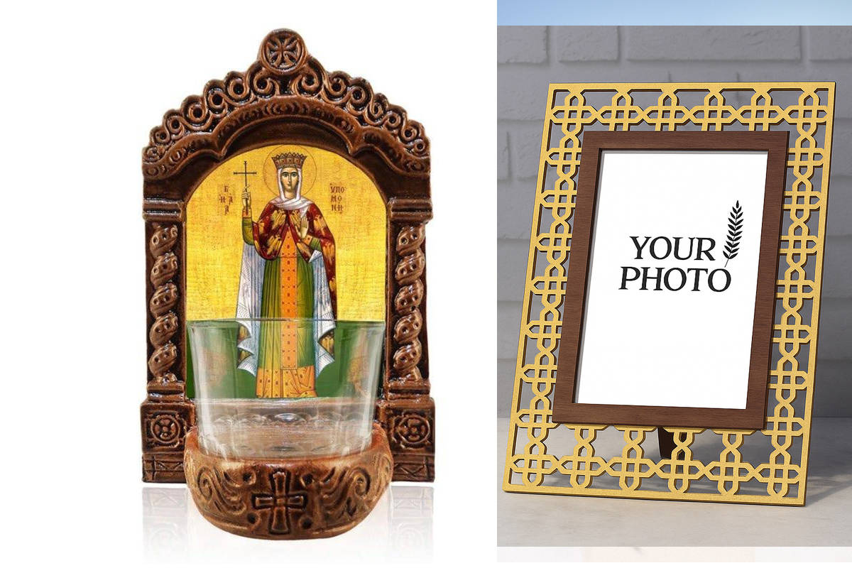 Εικόνα Ορθοδοξίας Πολυτελείας  με  σχεδιο Σταυρούς μαζι με  Βάση σε  8 χρώματα με περίγραμμα χρυσό σε ξύλο Plywood (Πλακάζ)   με  βάση Φωτιστικό Αγρυπνίας Saint Hypomone, Εικονίδιο Επιτραπέζιας Ελληνικής κατασκευής Saint Hypomone, Χειροποίητο Κεραμικό Φωτ