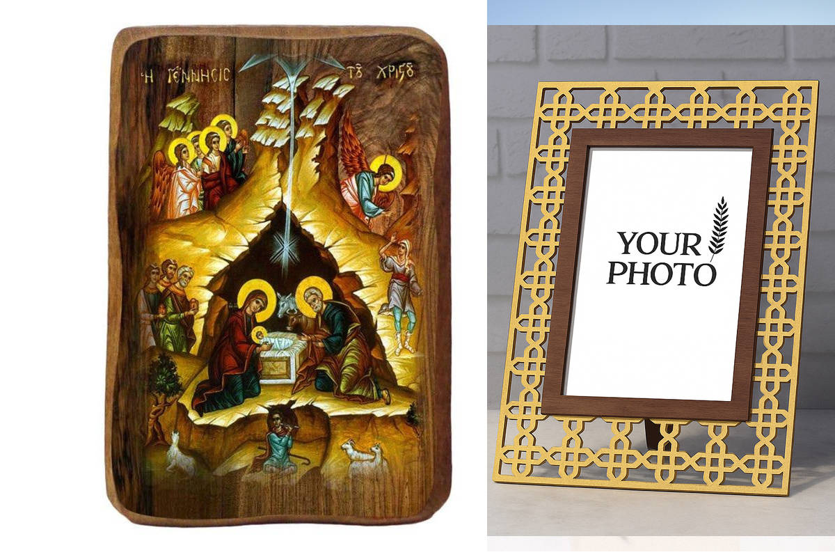Εικόνα Ορθοδοξίας Πολυτελείας  με  σχεδιο Σταυρούς μαζι με  Βάση σε  8 χρώματα με περίγραμμα χρυσό σε ξύλο Plywood (Πλακάζ)   με  βάση Μπομπονιέρα Βάπτισης η Γέννηση του Χριστού Σετ 20 τεμαχίων, Εικόνα Βάπτισης, Χειροποίητη Βυζαντινή εικόνα Bomboniera 9x6