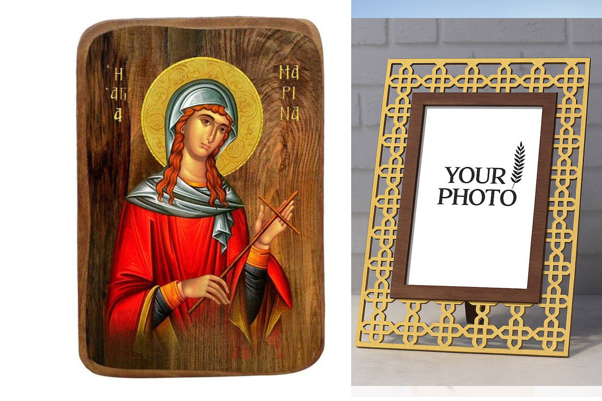 Εικόνα Ορθοδοξίας Πολυτελείας  με  σχεδιο Σταυρούς μαζι με  Βάση σε  8 χρώματα με περίγραμμα χρυσό σε ξύλο Plywood (Πλακάζ)   με  βάση Μπομπονιέρα Βάπτισης Αγίας Μαρίνας Σετ 20 τεμαχίων, Εικόνα Βάπτισης, Μπομπονιέρα Χειροποίητη Βυζαντινή εικόνα 9x6cm, Χρι