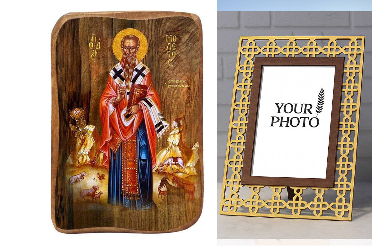 Εικόνα Ορθοδοξίας Πολυτελείας  με  σχεδιο Σταυρούς μαζι με  Βάση σε  8 χρώματα με περίγραμμα χρυσό σε ξύλο Plywood (Πλακάζ)   με  βάση Μπομπονιέρα Βάπτισης Saint Modestus Σετ 20 τεμαχίων, Εικόνα Βάπτισης, Bomboniera Χειροποίητη Βυζαντινή εικόνα 9x6cm, Χρι