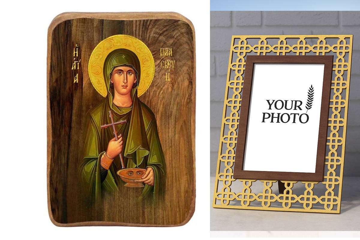 Σετ 2 τεμαχίων – Εικόνα Ορθοδοξίας Πολυτελείας  με  σχεδιο Σταυρούς μαζι με  Βάση σε  8 χρώματα με περίγραμμα χρυσό σε ξύλο Plywood (Πλακάζ)   με  βάση Μπομπονιέρα Βάπτισης Αγίας Παρασκευής Σετ 20 τεμαχίων, Εικόνα Βάπτισης, Μπομπονιέρα Χειροποίητη Βυζαντι