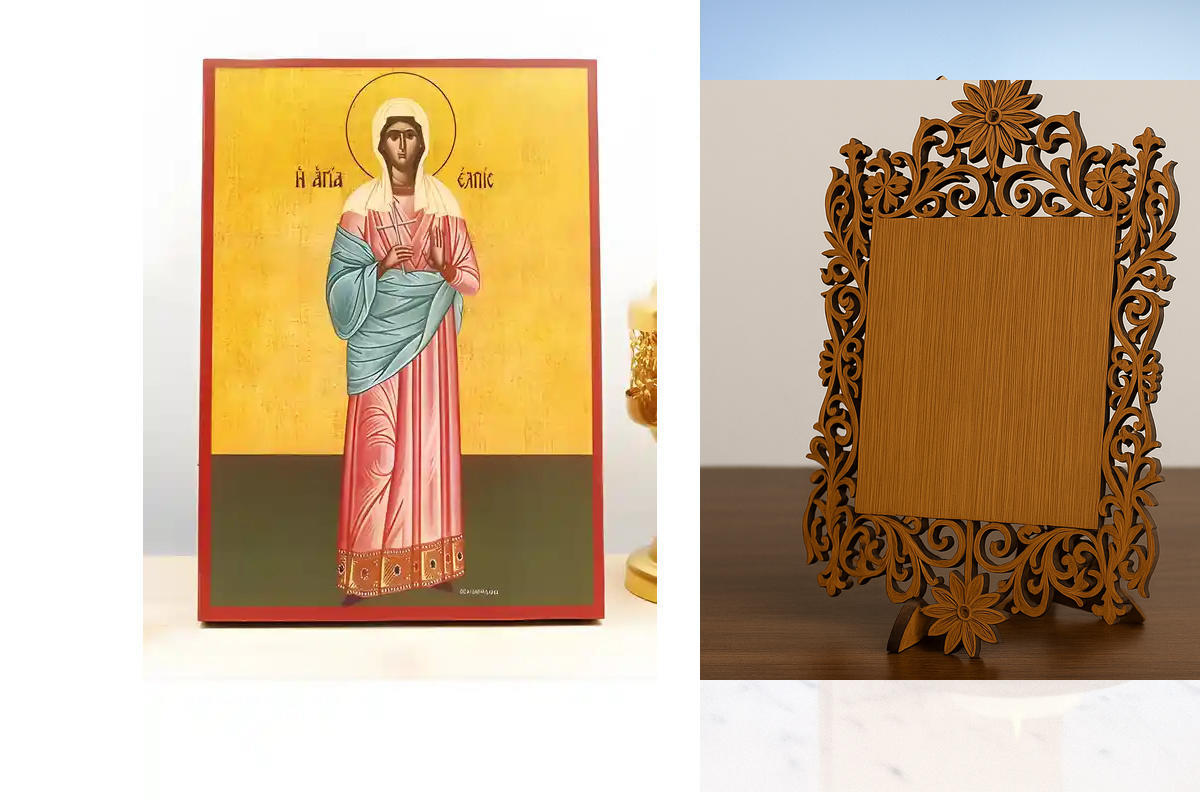 Εικόνα Ορθοδοξίας Δαντέλα μαζι με  Βάση σε  8 χρώματα με περίγραμμα χρυσό σε ξύλο Plywood (Πλακάζ)   με  βάση Αγία Ελπίς Ελπίδα, Ξύλινη Χειροποίητη Εικόνα Ελληνικού Βυζαντινού Στυλ Κρεμαστή σε Ξύλινη Πλάκα Χειροποίητη Ελληνορθόδοξη εικόνα του Ιησού Χριστο