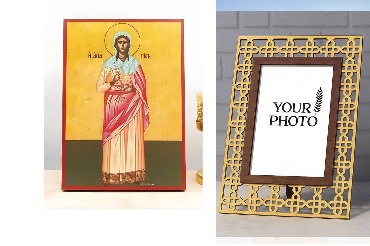 Εικόνα Ορθοδοξίας Πολυτελείας  με  σχεδιο Σταυρούς μαζι με  Βάση σε  8 χρώματα με περίγραμμα χρυσό σε ξύλο Plywood (Πλακάζ)   με  βάση Saints “Pisti” Faith, Ξύλινη Χειροποίητη Εικόνα Ελληνικού Premium Βυζαντινού Στυλ Κρεμαστή σε ξύλινη πλάκα Χειροποίητη Ε