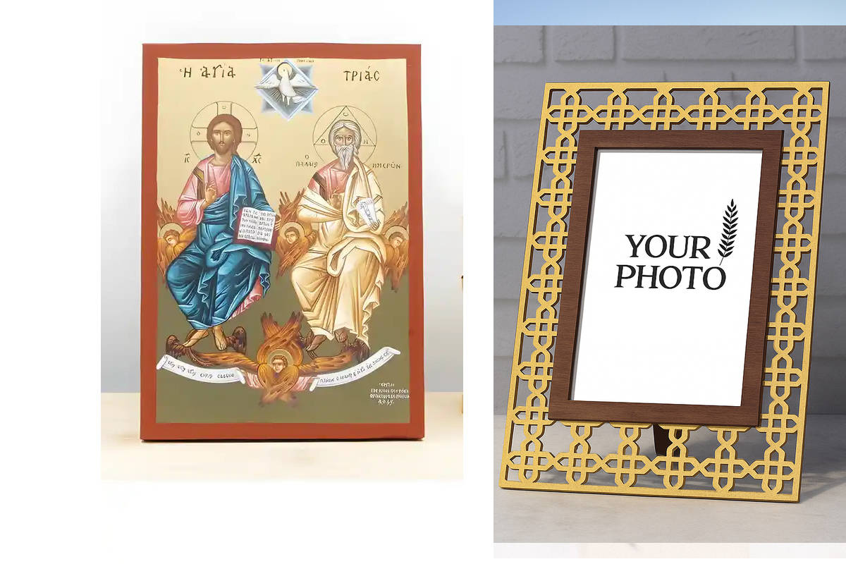 Εικόνα Ορθοδοξίας Πολυτελείας  με  σχεδιο Σταυρούς μαζι με  Βάση σε  8 χρώματα με περίγραμμα χρυσό σε ξύλο Plywood (Πλακάζ)   με  βάση Αγίας Τριάδας, Ξύλινη Χειροποίητη Εικόνα με Φύλλο Χρυσού Ελληνικού Βυζαντινού Στυλ Κρεμαστή σε ξύλινη πλάκα Θρησκευτικό