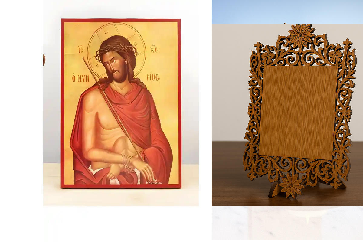 Εικόνα Ορθοδοξίας Δαντέλα μαζι με  Βάση σε  8 χρώματα με περίγραμμα χρυσό σε ξύλο Plywood (Πλακάζ)   με  βάση Ιησούς Χριστός "Νύμφιος" ο Νυμφίος, Ξύλινη Χειροποίητη Εικόνα Ελληνικού Βυζαντινού Στυλ Κρεμαστή σε Ξύλινη Πλάκα Θρησκευτικό Θέμα Χειροποίητη Ελλ