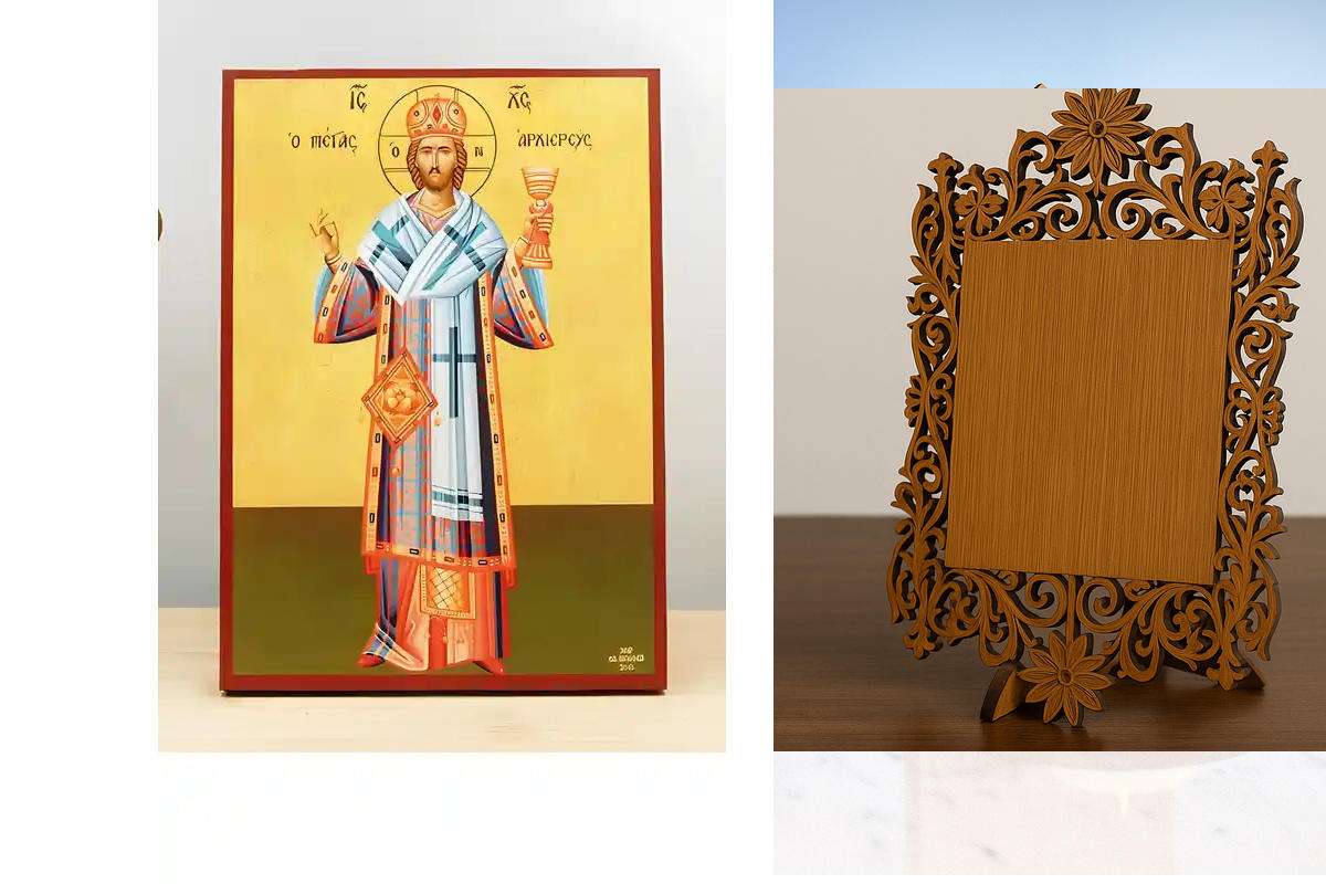 Εικόνα Ορθοδοξίας Δαντέλα μαζι με  Βάση σε  8 χρώματα με περίγραμμα χρυσό σε ξύλο Plywood (Πλακάζ)   με  βάση Ιησούς Χριστός ο Μέγας Αρχιερέας, Ξύλινη Χειροποίητη Εικόνα Ελληνικού Βυζαντινού Στυλ τοίχου Κρεμασμένη σε ξύλινη πλάκα Θρησκευτικό θέμα Χειροποί