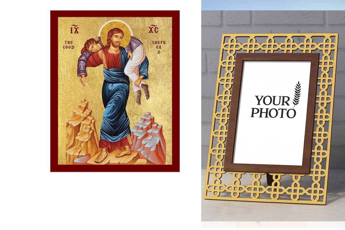 Εικόνα Ορθοδοξίας Πολυτελείας  με  σχεδιο Σταυρούς μαζι με  Βάση σε  8 χρώματα με περίγραμμα χρυσό σε ξύλο Plywood (Πλακάζ)   με  βάση Ιησούς Χριστός ο Σωτήρας της Χαμένης Ψυχής, Χειροποίητη Ελληνορθόδοξη εικόνα του Ιησού Χριστού, Κρεμαστή πλάκα βυζαντινή