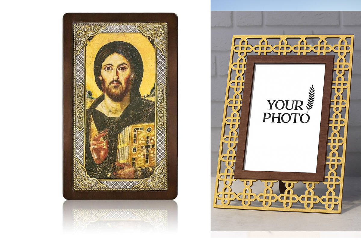 Εικόνα Ορθοδοξίας Πολυτελείας  με  σχεδιο Σταυρούς μαζι με  Βάση σε  8 χρώματα με περίγραμμα χρυσό σε ξύλο Plywood (Πλακάζ)   με  βάση Ιησούς Χριστός του Σινά Ασημένιο Χρυσό Εικονίδιο 29x17cm, Χειροποίητη Θρησκευτική Τέχνη, Χρυσός 24 καρατίων &amp; Ασήμι