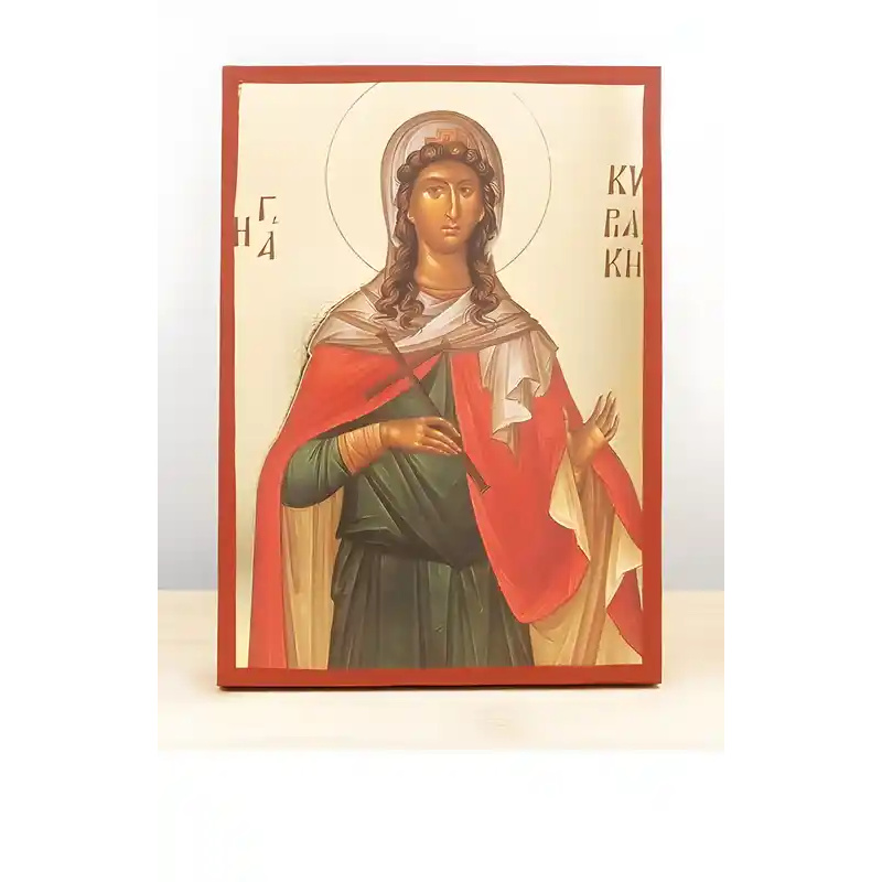 Σετ των 2 Εικόνα Ορθοδοξίας με περίγραμμα χρυσό σε ξύλο Φλαμουρίας  με  βάση Αγία Κυριακή η Μεγαλομάρτυς, Ξύλινη Χειροποίητη Εικόνα με Ψηφιακή Εκτύπωση Ελληνικό Premium Βυζαντινού Στυλ Κρεμαστό τοίχου Θρησκευτικό Θέμα Χειροποίητη Ελληνορθόδοξη εικόνα του