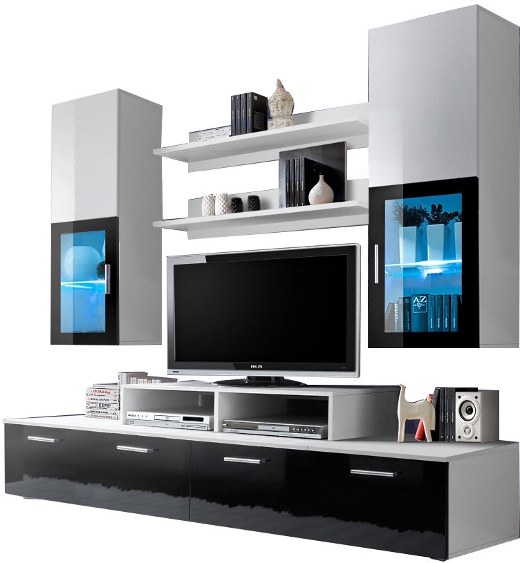 Σύνθετο Σαλονιού Milan-Λευκό / Μαύρο Mήκος 200.0 Βάθος 45.0 Ύψος 190.0 16318719