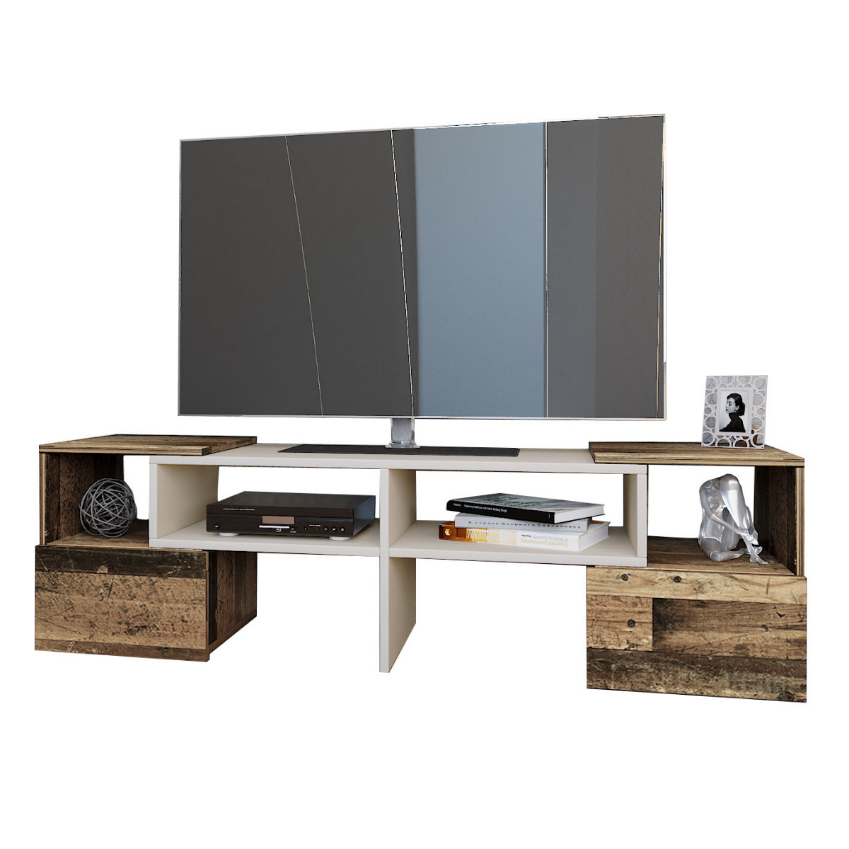 Έπιπλο τηλεόρασης ORNE Καφέ με Λευκό 141x32x39cm IR-ORNETV Έπιπλο τηλεόρασης ORNE Καφέ με Λευκό 141x32x39cm IR-ORNETV
