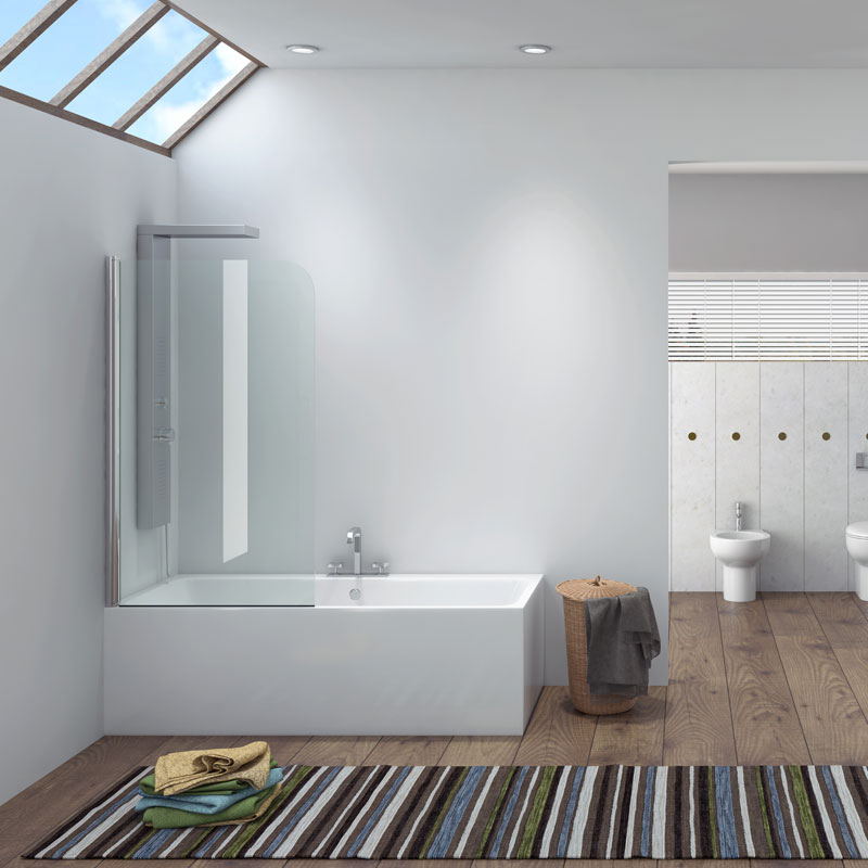 KARAG  IRO Πάνελ μπανιέρας σταθερό με διάφανο κρύσταλλο IRO Χρωμέ KARAG 100x140cm KARAG-5206836560304