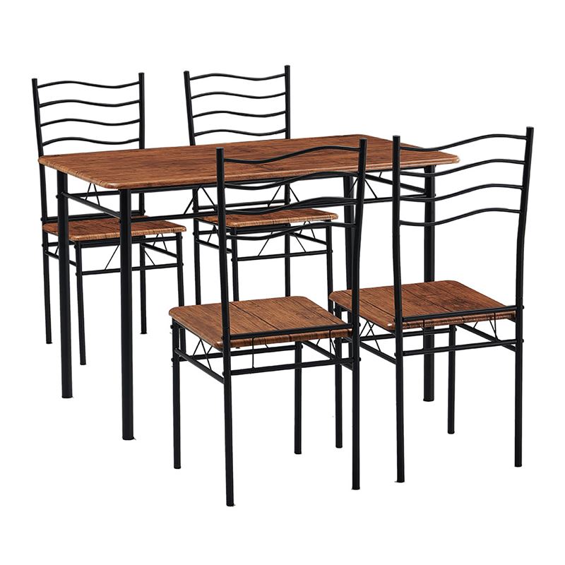 WOODWELL ΕΜ9789IVAR Set Τραπεζαρία Σαλονιού Κουζίνας: Τραπέζι + 4 Καρέκλες Μέταλλο Βαφή Μαύρο, Καρυδί Τρ.120x70x74 / Καρ.40x40x88 cm ΕΜ9789