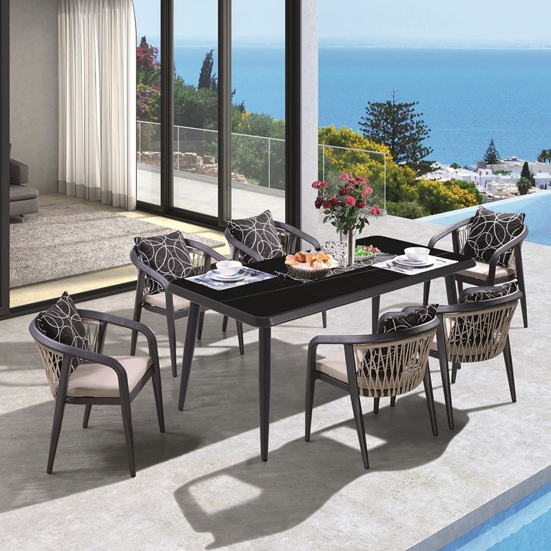 WOODWELL Ε6742,S2JARDIN Τραπεζαρία ALU Ανθρακί, HPL Μαύρο, Rope Μπεζ: Τραπέζι + 8 Πολυθρόνες με Μαξιλάρια Table:220x100x75 Chair63x62x77 Ε6742,S2 WOODWELL Ε6742,S2JARDIN Τραπεζαρία ALU Ανθρακί, HPL Μαύρο, Rope Μπεζ: Τραπέζι + 8 Πολυθρόνες με Μαξιλάρια Table:220x100x75 Chair63x62x77 Ε6742,S2