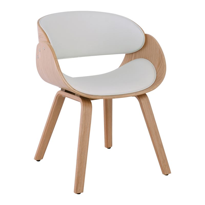 WOODWELL Ε7512,20JOY Πολυθρόνα-Pro Τραπεζαρίας, Φυσικό, Pu Άσπρο 58x53x75cm Ε7512,20