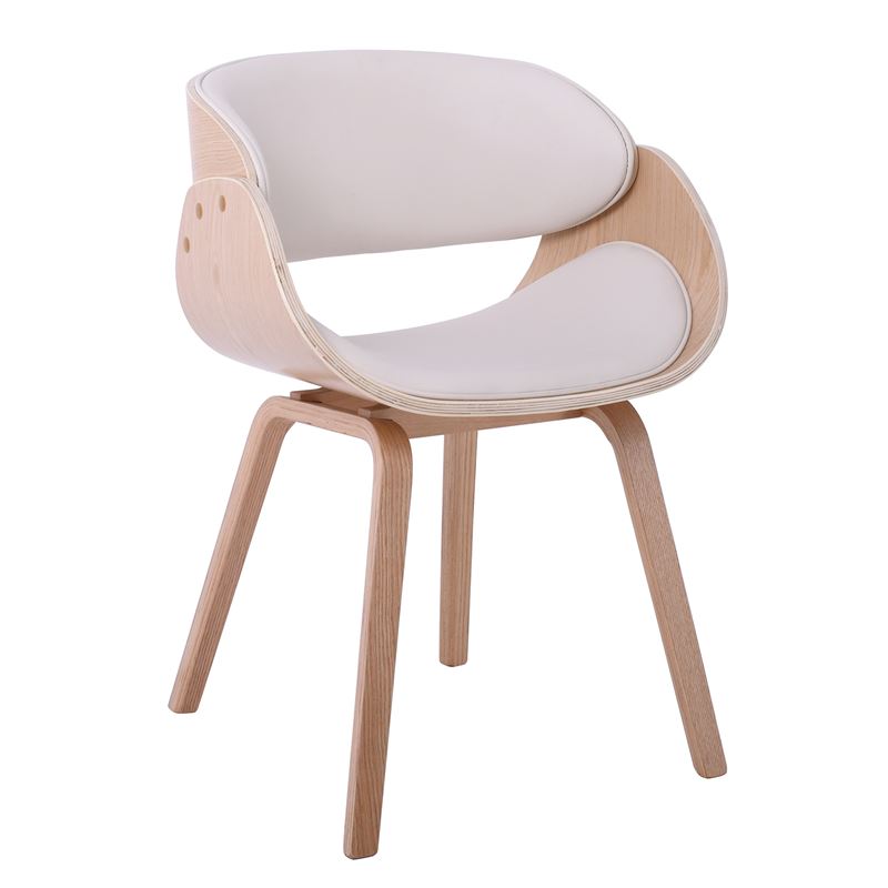 WOODWELL Ε7512,2WJOY-W Πολυθρόνα Τραπεζαρίας Φυσικό, Pu Άσπρο 57x55x80cm Ε7512,2W