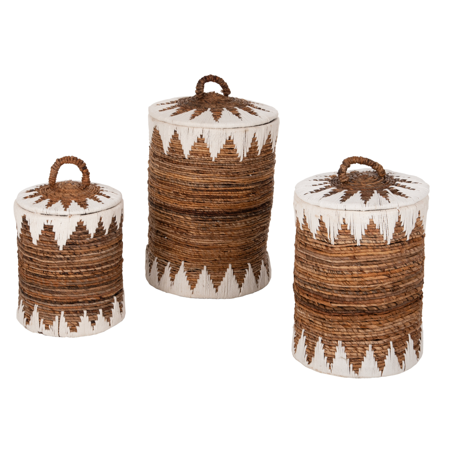 Intrahome ΚΑΛΑΘΙΑ ΨΑΘΙΝΑ ΣΤΡΟΓΓΥΛΑ ΜΕ ΚΑΠΑΚΙ ΣΕΤ 3τμχ ΣΕ ΦΥΣΙΚΟ-ΛΕΥΚΟ Φ42x63Υεκ. intraho-3231814