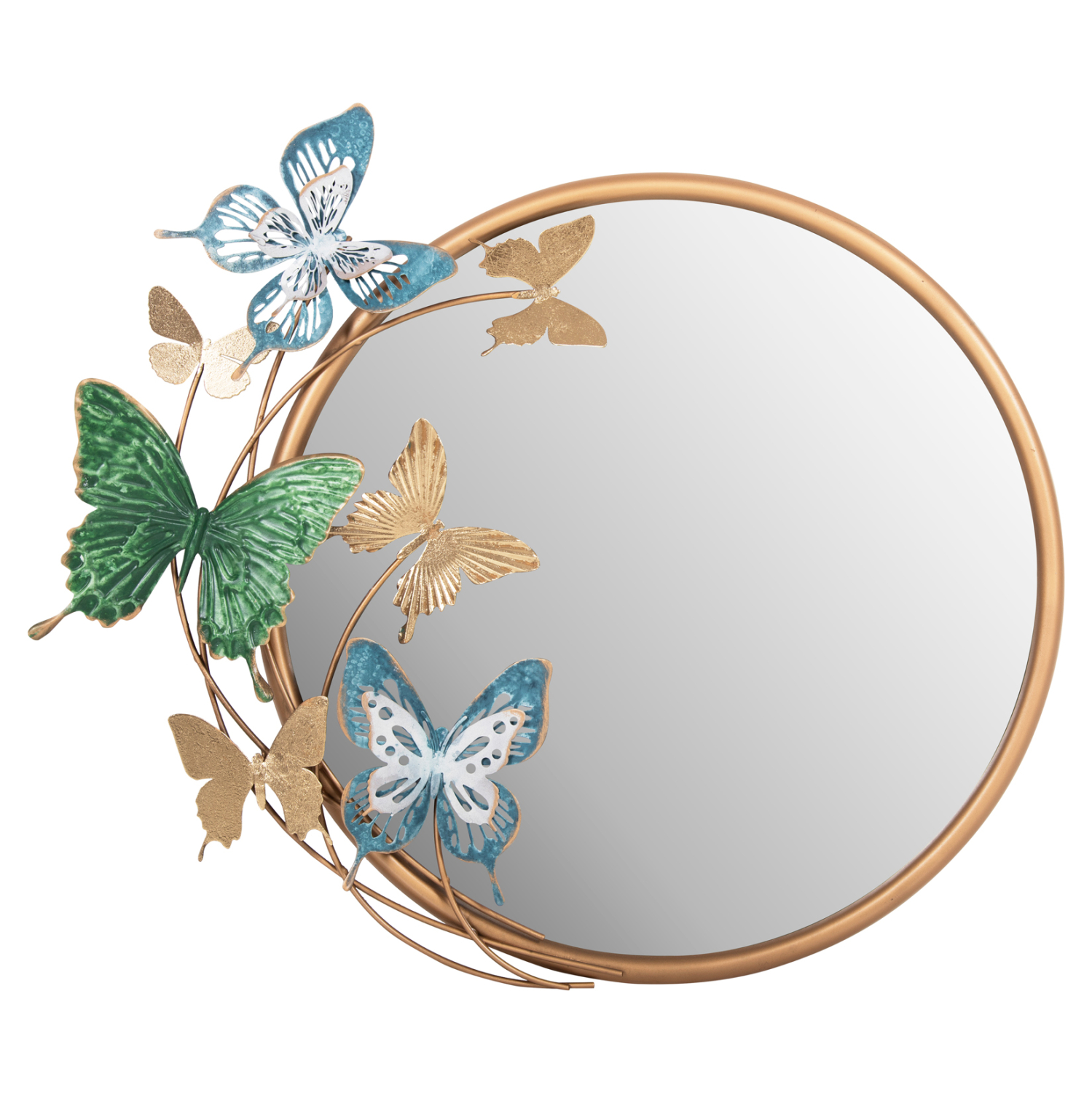 Intrahome ΚΑΘΡΕΠΤΗΣ ΤΟΙΧΟΥ ΣΤΡΟΓΓΥΛΟΣ ΗΜ4213 ΜΕΤΑΛΛΟ ΣΕ ΧΡΥΣΟ-ΠΡΑΣΙΝΟ-ΜΠΛΕ 62x6,5x56Yεκ. intraho-1612897