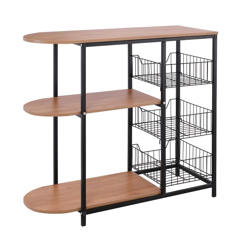 WOODWELL KITCHEN Τροφοθήκη, Μέταλλο Βαφή Μαύρο, Απόχρωση Natural Oak 80x33x75cm ΕΜ460