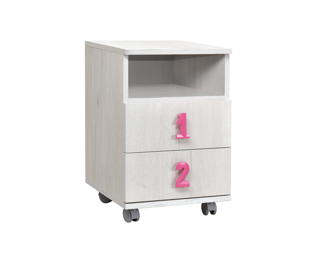 MATIS Κομοδίνο Numero 2F άσπρος δρυς/ ροζ 40x42x60 MATIS585617 MATIS Κομοδίνο Numero 2F άσπρος δρυς/ ροζ 40x42x60 MATIS585617