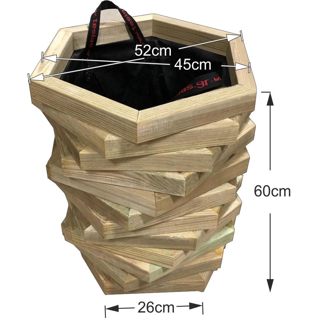 Tesias Γλάστρα εισόδου εξάγωνη στριφτή – 52x45x60-Tesias TES-121 Tesias Γλάστρα εισόδου εξάγωνη στριφτή – 52x45x60-Tesias TES-121