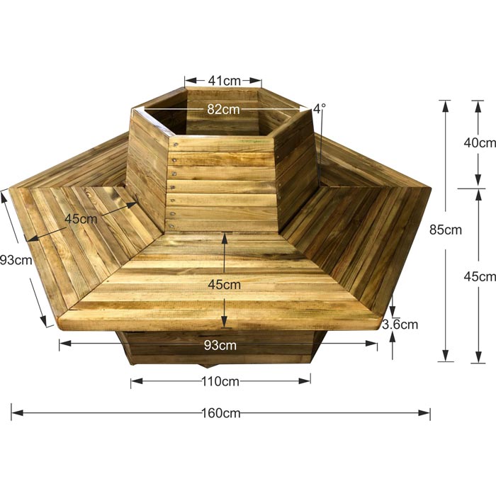 Tesias Παγκάκι Γλάστρα 2 ατόμων εξάγωνη – Δ160×85-Tesias  TES-161