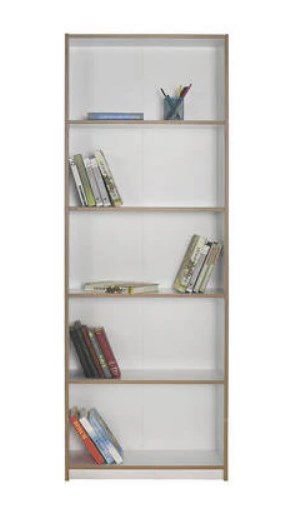 Lh-homefurniture Βιβλιοθήκη Trendline Λευκό ματ με φυσικό  64x182x26cm AD_KTP-350-DX-1