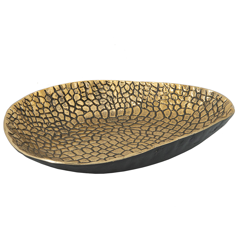 Artekko Croco Διακοσμητική Πιατέλα Μέταλλο Μαύρο Χρυσό (38x26x7)cm Artekko LB78227-GOLD