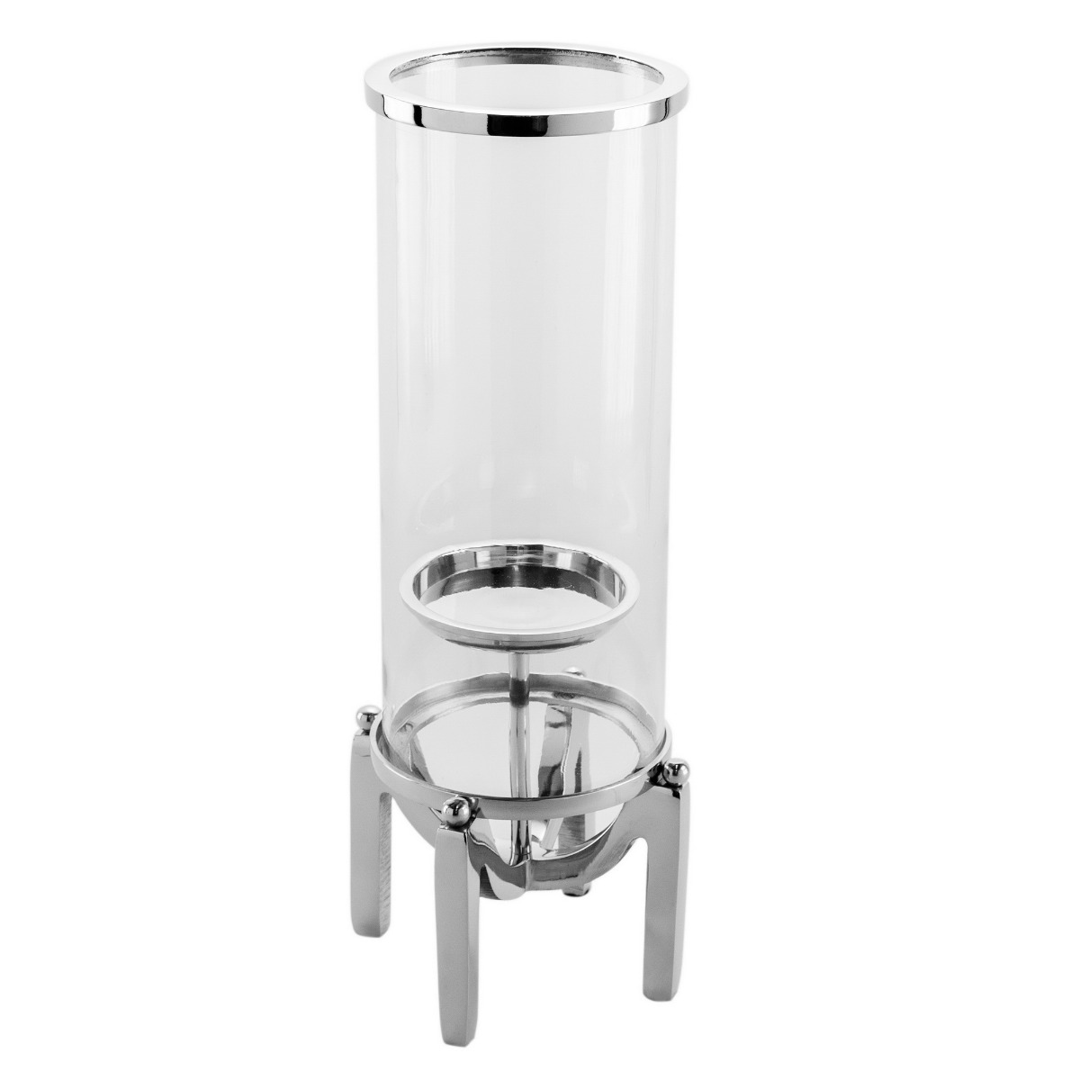 Artekko Inox Κηροπήγιο Μέταλλο Γυαλί Ασημί (15.9x15.9x42)cm Artekko LB78276-DS