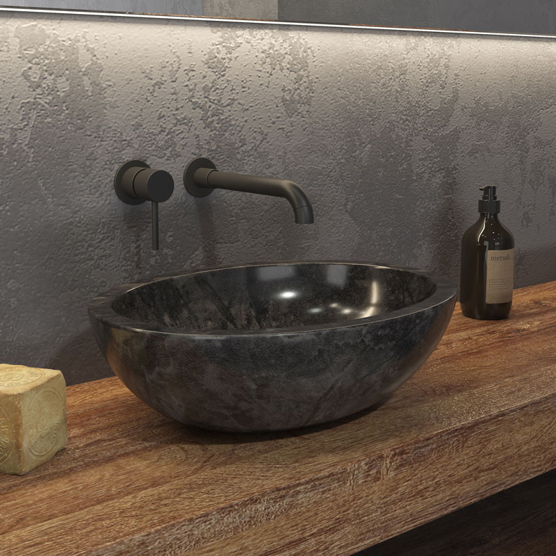 KARAG  LEONOR Νιπτήρας επικαθήμενος πέτρινος LEONOR Nero KARAG 45x35x15cm KARAG-5206836064970