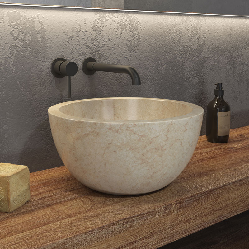 KARAG  LEYLA Νιπτήρας επικαθήμενος πέτρινος LEYLA Cream KARAG Ø40x20cm KARAG-5206836064826