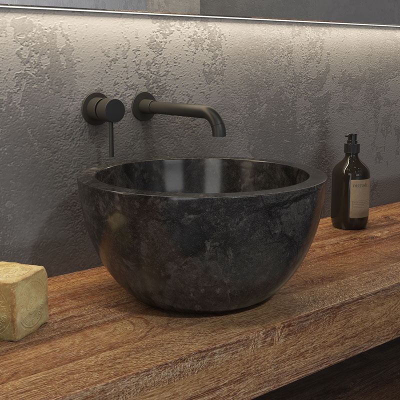 KARAG  LEYLA Νιπτήρας επικαθήμενος πέτρινος LEYLA Nero KARAG Ø40x20cm KARAG-5206836064901