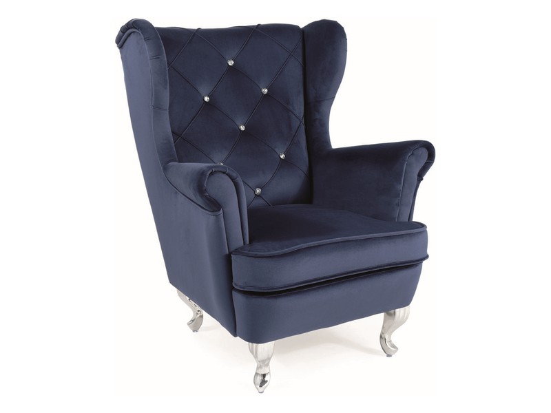 FOTELIK DZIECIĘCY LILI VELVET GRANATOWY BLUVEL 86 / SREBRNY DIOMMI-80-3024