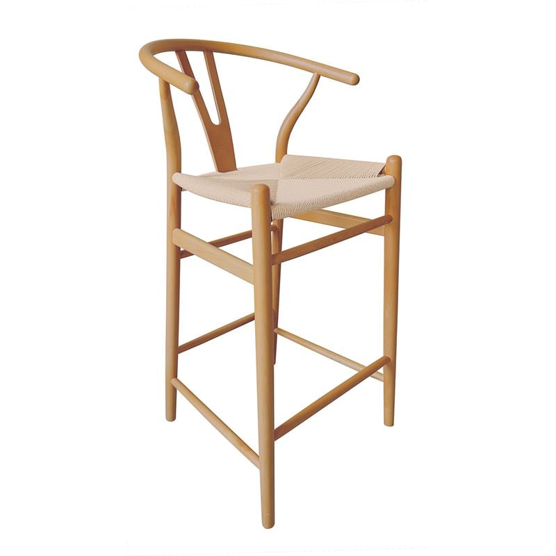 WOODWELL LIMA Σκαμπό BAR, Ξύλο Οξιά, Φυσικό, Κάθισμα Paper Rope Φυσικό (ύψος καθ.67cm) 55x53x67/98cm Ε75171,1