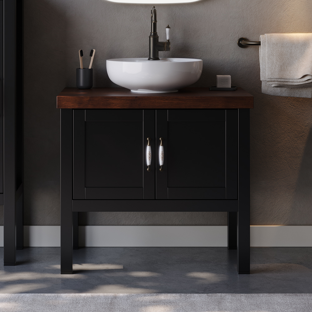 Πάγκος LONDON Μαύρο MDF Λάκα 85 S3BLON085BLM 85x50x72cm S3BLON085BLM
