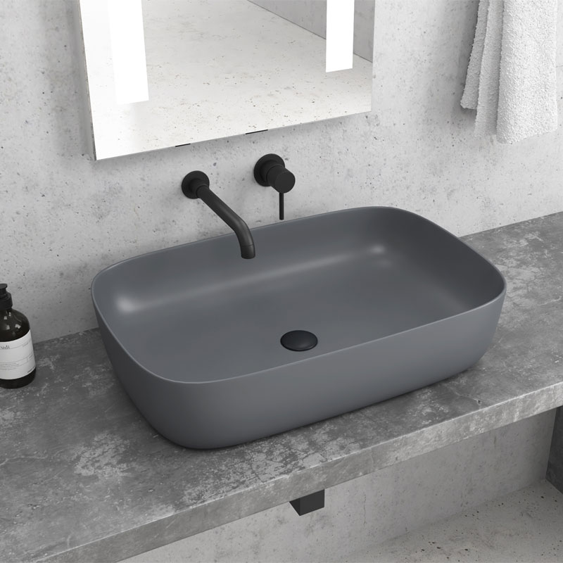 KARAG  MILOS Νιπτήρας επικαθήμενος Grey Matt LT 2143-PMDG KARAG 60x39x14,5cm KARAG-5206836049595