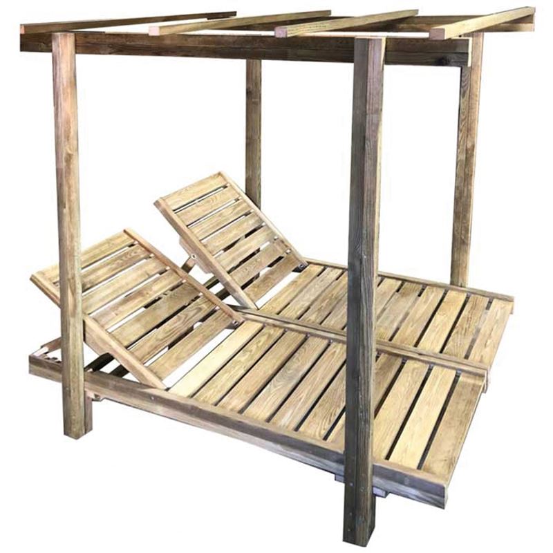 WOODWELL Ε227LUGANO DOUBLE Set Ξαπλώστρες Εμποτισμού Φυσικό Pine, με Σκελετό για Σκέπαστρο. 136/154x200x188cm Ε227 WOODWELL Ε227LUGANO DOUBLE Set Ξαπλώστρες Εμποτισμού Φυσικό Pine, με Σκελετό για Σκέπαστρο. 136/154x200x188cm Ε227