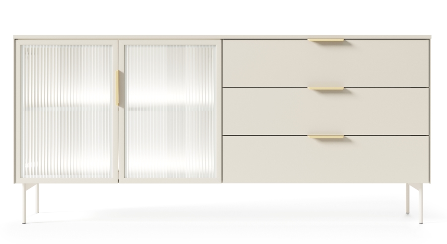 Μπουφές Lumi Λευκό Kazmir με βιτρίνα και συρτάρια 181x82x39cm