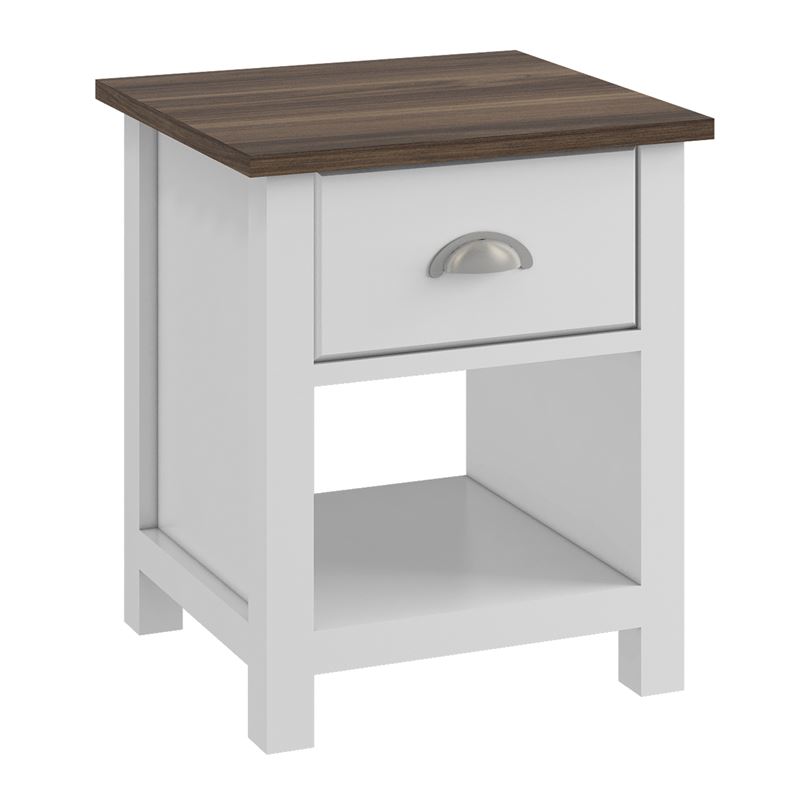 WOODWELL Ε740,3LUXOR Κομοδίνο Απόχρωση Καρυδί – Άσπρο 45x40x50cm Ε740,3
