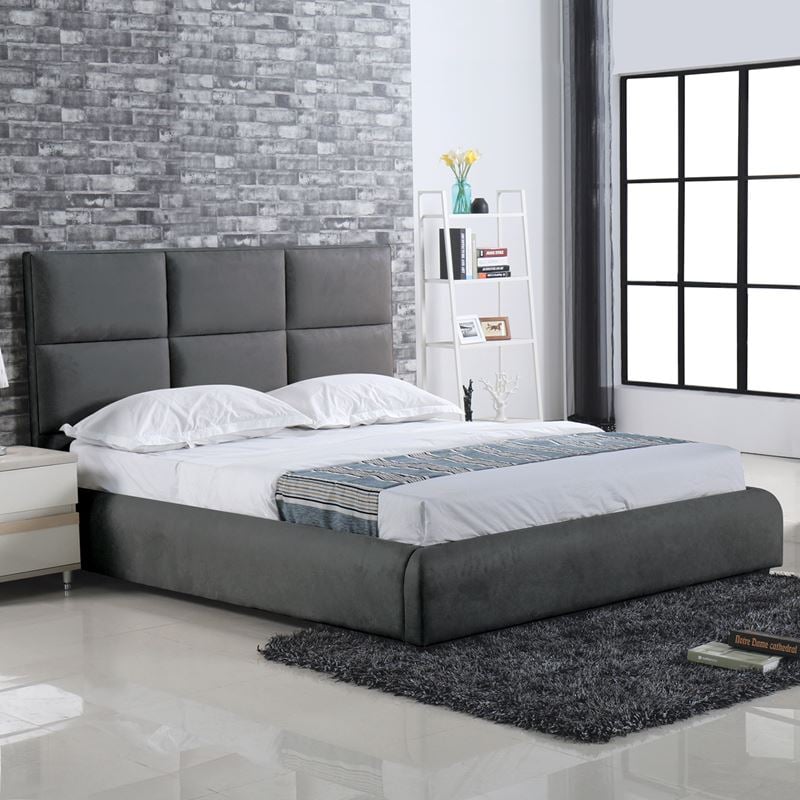 WOODWELL Ε8079MAXIM Κρεβάτι Διπλό, για Στρώμα 180x200cm, Ύφασμα Σκούρο Γκρι 198x218x121cm Ε8079 WOODWELL Ε8079MAXIM Κρεβάτι Διπλό, για Στρώμα 180x200cm, Ύφασμα Σκούρο Γκρι 198x218x121cm Ε8079