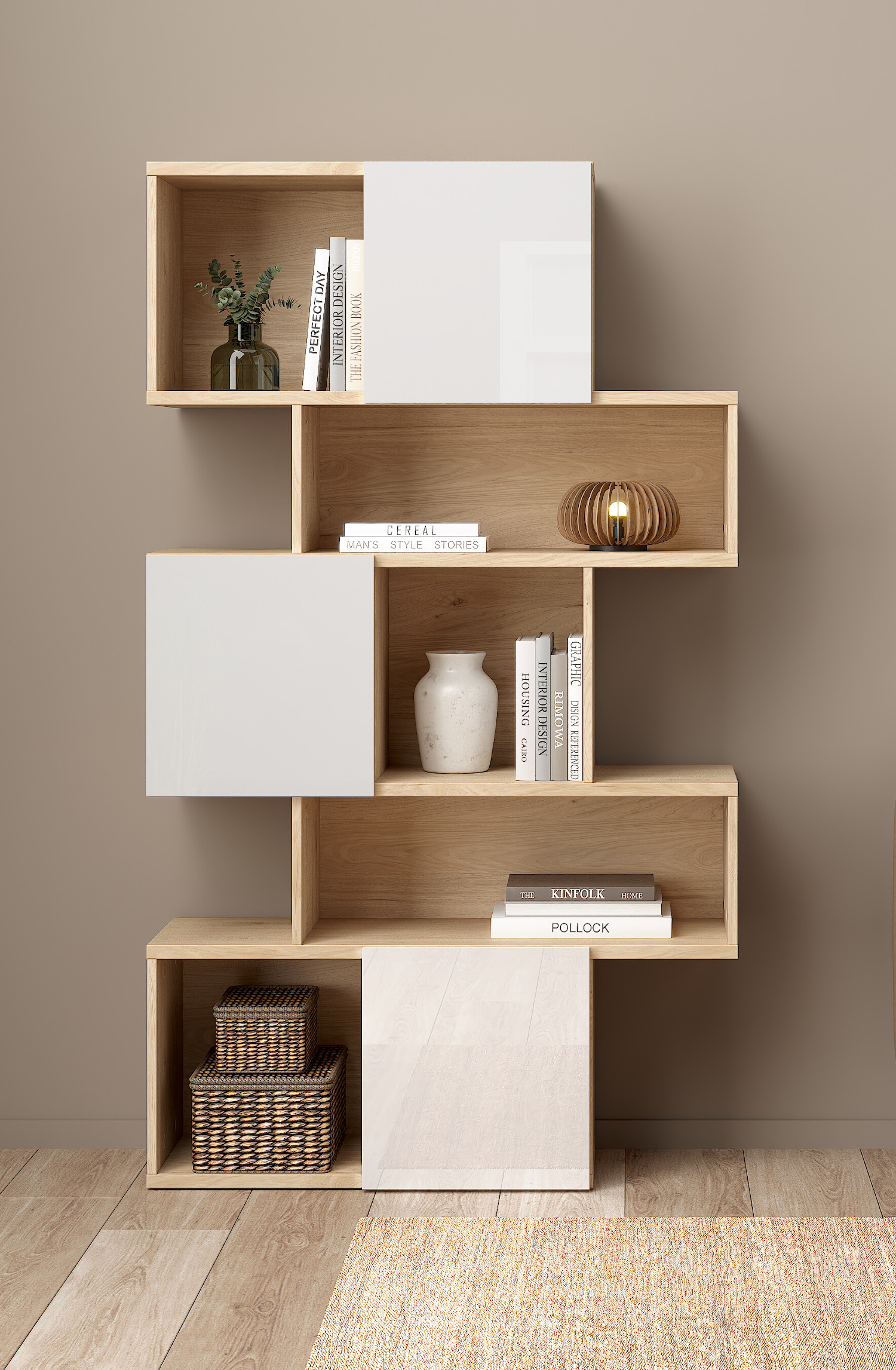 Insi Maze βιβλιοθήκη με 3 ντουλάπια 95,5×31,5×166εκ. Jackson Hickory / Λευκό γυαλιστερό 0161.TV39 Insi Maze βιβλιοθήκη με 3 ντουλάπια 95,5×31,5×166εκ. Jackson Hickory / Λευκό γυαλιστερό 0161.TV39