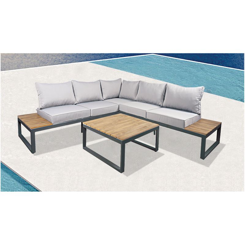 WOODWELL Ε6867,2MEXICO Set Σαλόνι Κήπου Καναπές Γωνία + Τραπεζάκι Alu Ανθρακί, Μαξιλάρια Γκρι 217x217x70 H.65 / 70x70x34 cm Ε6867,2 WOODWELL Ε6867,2MEXICO Set Σαλόνι Κήπου Καναπές Γωνία + Τραπεζάκι Alu Ανθρακί, Μαξιλάρια Γκρι 217x217x70 H.65 / 70x70x34 cm Ε6867,2
