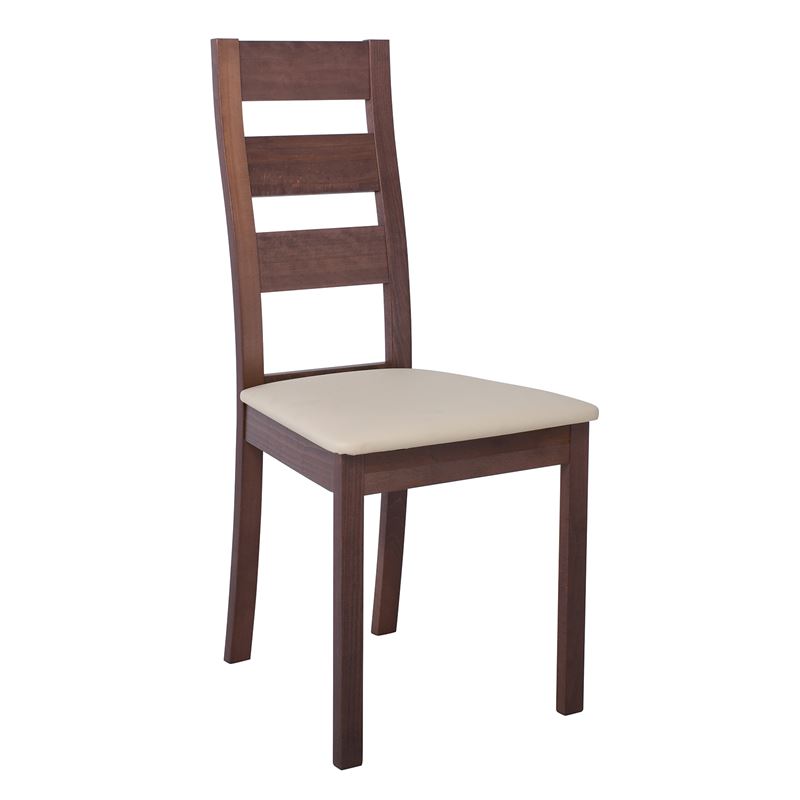 WOODWELL Ε782,3MILLER Καρέκλα Οξιά Καρυδί, PVC Εκρού 45x52x97cm Ε782,3 WOODWELL Ε782,3MILLER Καρέκλα Οξιά Καρυδί, PVC Εκρού 45x52x97cm Ε782,3