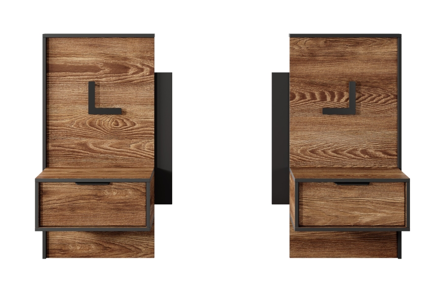 Σετ κομοδίνα Milton κάστανο + ανθρακί 48x102x39cm