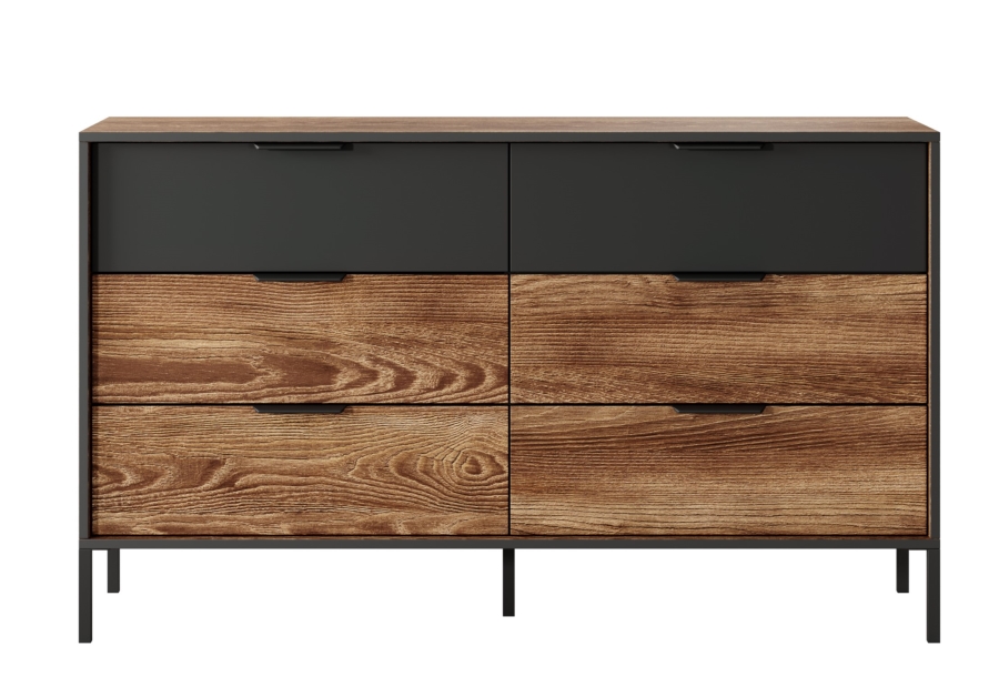 Συρταριέρα Milton κάστανο + Ανθρακί 137x81x39cm