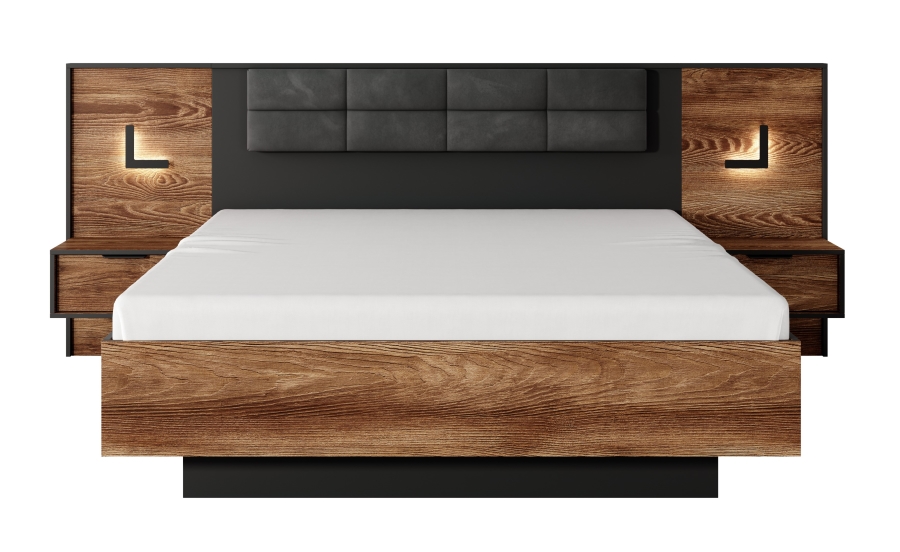 Σετ κρεβατοκάμαρας Milton με αποθηκευτικό χώρο  κάστανο + ανθρακί 3 τεμαχίων για στρώμα 160x200