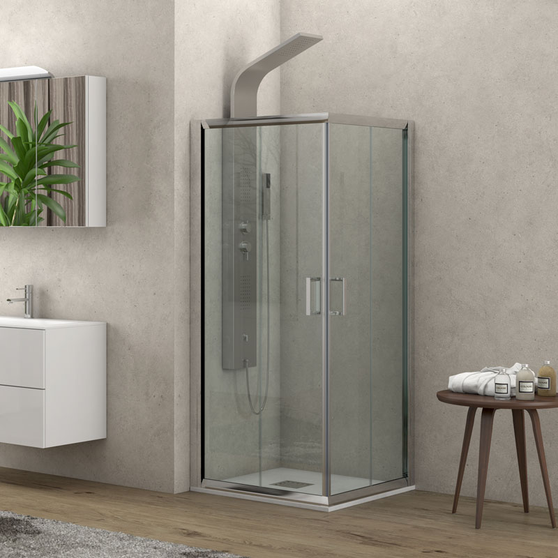 KARAG  NEW FLORA Καμπίνα τετράγωνη με διάφανο κρύσταλλο NEW FLORA 100 Χρωμέ KARAG 70x70x170cm KARAG-5206836004228